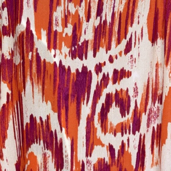 Jones NY Signature Blouse Top Orange Purple Taupe Waterfall Button Front LS S XL - Picture 7 of 10